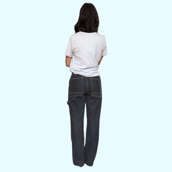 Rewash Denim High Rise Black Carpenter Jeans | Straight Leg Utility Pants Size 2 - Picture 3 of 4